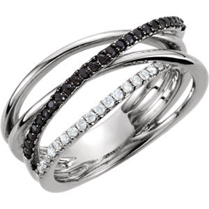 Sterling Silver Black Spinel & 1-6 CTW Diamond Ring