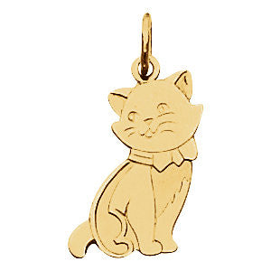 14K Yellow 17.75x9.5mm Cat Charm