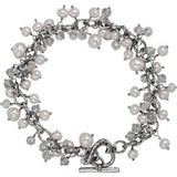 Sterling Silver Inspirational Blessings Pearl & Cubic Zirconia Bracelet with "Blessed" Toggle