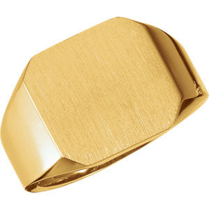 14K Yellow 15mm Men's Signet Ring