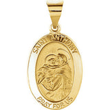 14K White 23x16mm Hollow Oval St. Anthony Medal