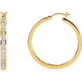 14K Yellow 1-2 CTW Diamond Hoop Earrings