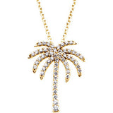 14K White 1-3 CTW Diamond Palm Tree 16" Necklace