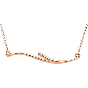 14K White Curvilinear Bar 17.5" Necklace