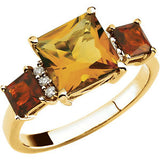 14K Yellow Citrine & .06 CTW Diamond Ring