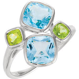 Sterling Silver Sky Blue Topaz & Peridot Ring