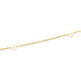 14K Yellow White Pearl Station 7" Necklace