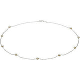 14K White Pearl Station 7" Necklace