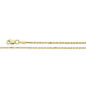 10K Yellow 1.5mm Diamond Cut Rope 18" Chain