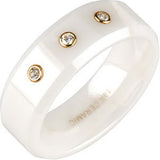 White Ceramic & 14K Yellow 1-10 CTW Diamond 8mm Band Size 7