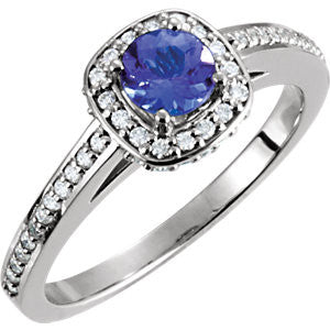 14K White Tanzanite & 1-3 CTW Diamond Engagement Ring