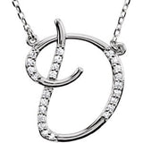 Sterling Silver Letter "U" 1-8 CTW Diamond Initial 16" Necklace