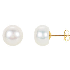 14K Yellow 10mm to 11mm Freshwater Cultured Pearl Earrings