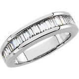 Platinum 1 CTW Diamond Baguette Anniversary Band Size 6