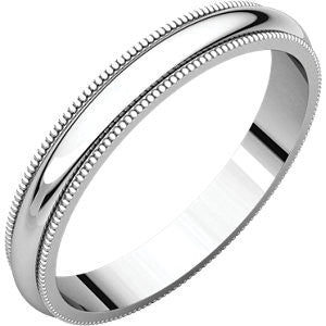 14K White 3mm Milgrain Band