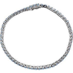 14K White Aquamarine Line 7.25" Bracelet