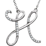 Sterling Silver Letter "U" 1-8 CTW Diamond Initial 16" Necklace