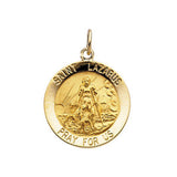 14K Yellow 18.25mm Round St. Lazarus Medal