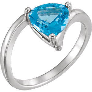 14K White Swiss Blue Topaz Ring