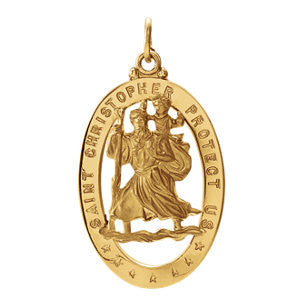 14K Yellow 21x15mm Oval St. Christopher Medal