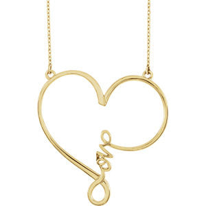 14K White "Love" Heart Infinity-Inspired 18" Necklace