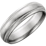 14K White 6mm Milgrain Band Size 7