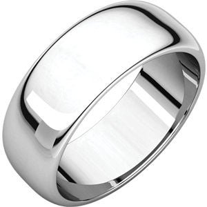 14K White 7mm Half Round Band