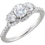 14K White 1 CTW Diamond Engagement Ring Size 7