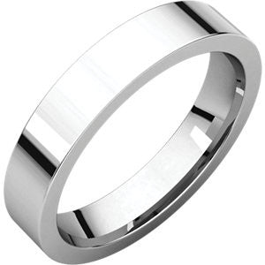 14K White 4mm Flat Comfort Fit Band