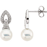 Freshwater Cultured Pearl & Diamond Earrings