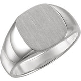 18K Yellow 16mm Men's Signet Ring with Brush Top Finish