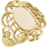 14K Yellow Filigree Signet Ring