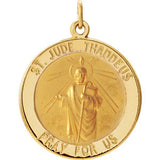 14K Yellow 14.5mm Round St. Jude Thaddeus Medal