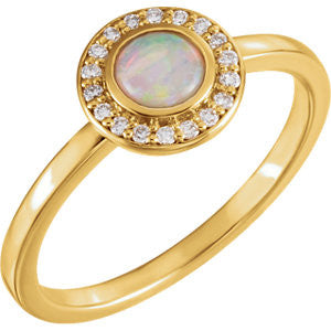 14K Yellow Rainbow Moonstone & 1/8 CTW Diamond Ring