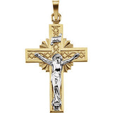 14K Yellow & White 32x21.5mm Crucifix Pendant