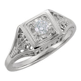 14K White 1-6 CTW Diamond Filigree Ring