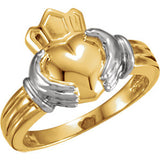 14K Yellow & White Ladies Claddagh Ring