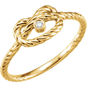 14K Yellow .025 CTW Diamond Rope Knot Ring Size 7