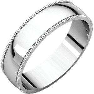 14K White 7mm Milgrain Light Band