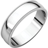 14K White 7mm Milgrain Light Band