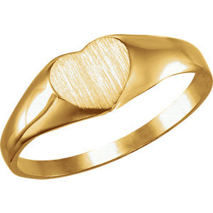 14K Yellow Heart Signet Ring