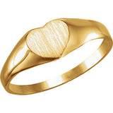 14K Yellow Heart Signet Ring