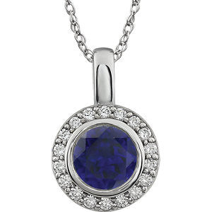 Sterling Silver Dark Blue Cubic Zirconia 18" Necklace