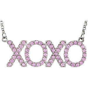 "XOXO" Pink Cubic Zirconia 18" Necklace