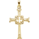 14K Yellow 20x13mm Dove Cross Pendant