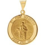 14K White 18.25mm Hollow Round St. Jude Medal