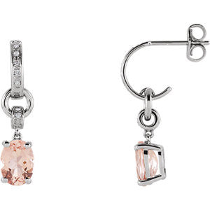 14K White Morganite & .05 CTW Diamond Earrings