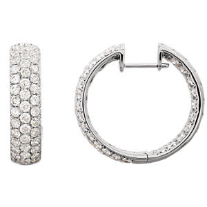 18K White 4 CTW Diamond Inside-Outside Hoop Earrings