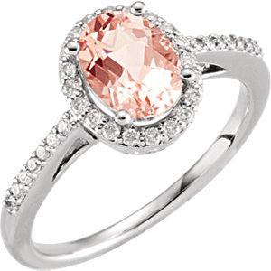 14K White Morganite & 1-5 CTW Diamond Ring