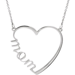 14K Yellow "Mom" Heart 17" Necklace